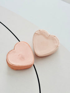 Vintage pink ribbon satin heart shaped jewelry boxes