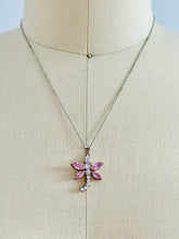 Load image into Gallery viewer, Vintage rhinestone dragonfly necklace
