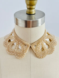 Vintage beaded faux pearls collar necklace