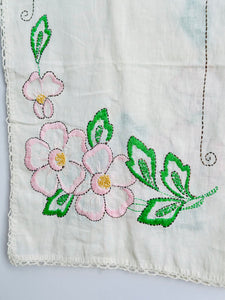 Vintage floral embroidered table runner