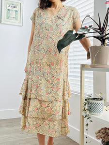 Vintage 1920s deco floral dress
