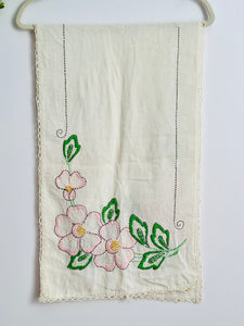 Vintage floral embroidered table runner