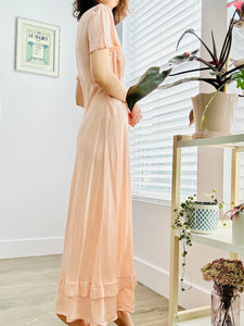 Vintage 1930s pink satin lingerie dress