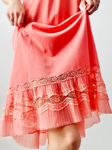 Vintage 1950s pink lace lingerie slip