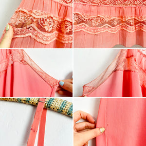 Vintage 1950s pink lace lingerie slip