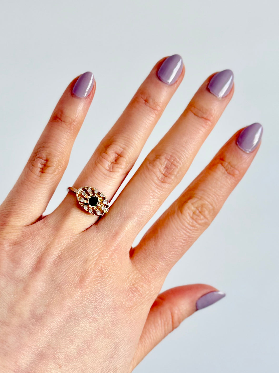 Vintage rhinestone deco ring