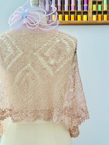 Vintage pastel pink crochet scarf/shawl
