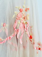 Load image into Gallery viewer, Vintage 1930s pink tulle dress with ribbonwork flowers
