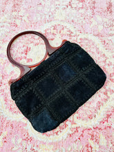 Load image into Gallery viewer, Vintage quilted suede handbag with oversized handles
