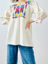 Load image into Gallery viewer, Vintage Hungarian Top Cotton Embroidered Peasant Blouse
