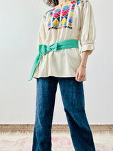 Load image into Gallery viewer, Vintage Hungarian Top Cotton Embroidered Peasant Blouse
