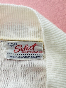 Vintage 1940s white embroidered cardigan/bolero