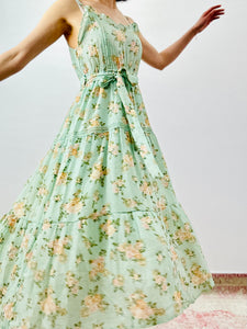 Pastel green floral summer dress