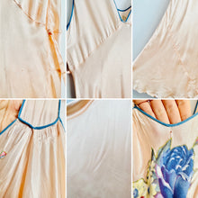 Load image into Gallery viewer, Vintage 1930s peach floral satin lingerie slip dress
