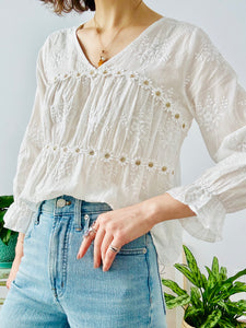 White cotton embroidered blouse
