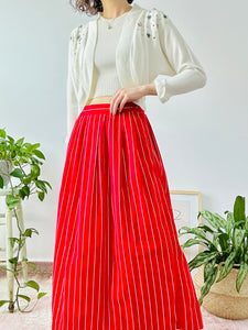 Vintage 1970s Red Stripe Maxi Skirt