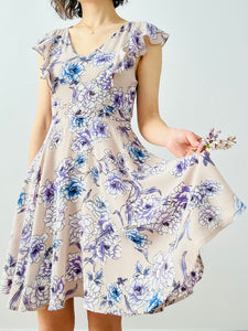 Purple floral print dress