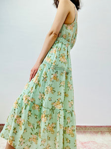Pastel green floral summer dress