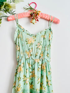 Pastel green floral summer dress