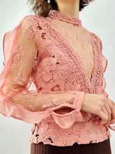 Load image into Gallery viewer, Vintage pastel pink lace blouse
