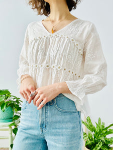 White cotton embroidered blouse