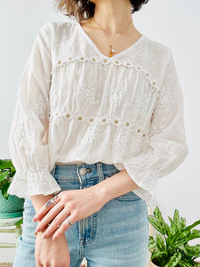 White cotton embroidered blouse