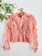 Load image into Gallery viewer, Vintage pastel pink lace blouse
