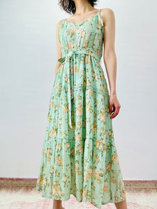 Pastel green floral summer dress