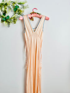 Vintage 1930s peach floral satin lingerie slip dress