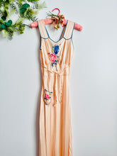Load image into Gallery viewer, Vintage 1930s peach floral satin lingerie slip dress
