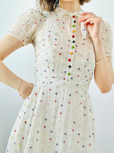 Load image into Gallery viewer, Vintage 1930s pastel eyelet circles dress
