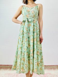 Pastel green floral summer dress