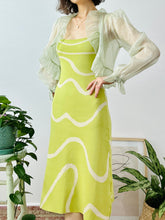 Load image into Gallery viewer, Lime green swirl lines knit dress
