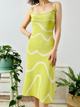 Load image into Gallery viewer, Lime green swirl lines knit dress
