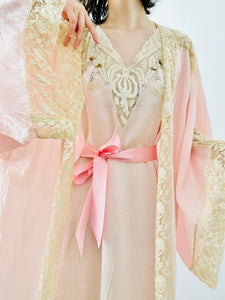 Vintage 1920s pink lingerie silk lace slip