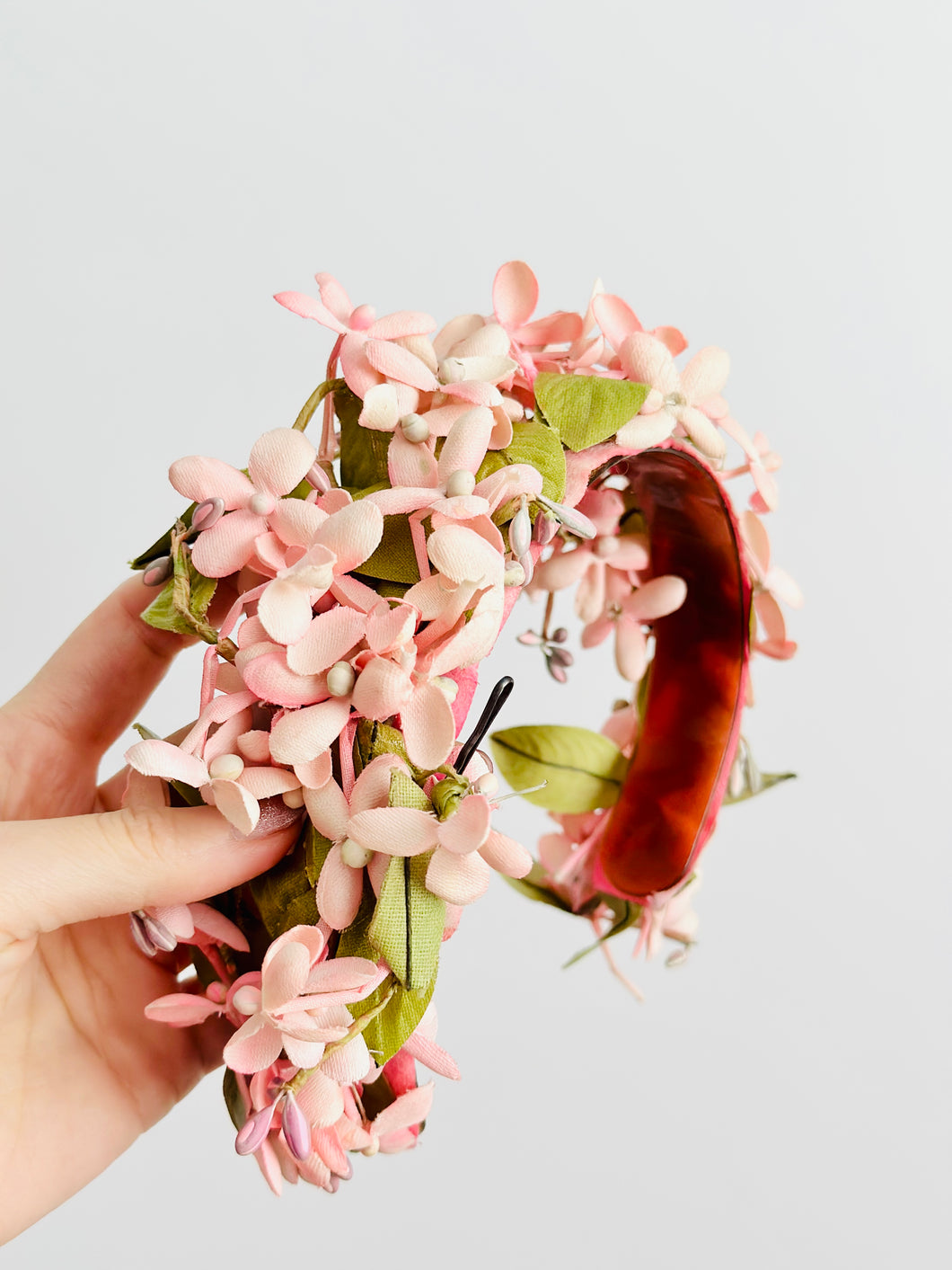 Vintage pastel pink millinery headband