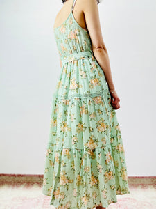 Pastel green floral summer dress