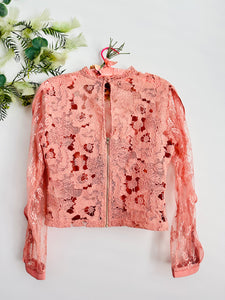 Vintage pastel pink lace blouse