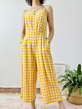 Load image into Gallery viewer, Vintage yellow plaid jumpsuit

