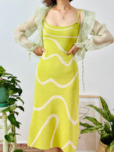 Load image into Gallery viewer, Lime green swirl lines knit dress
