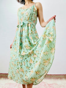 Pastel green floral summer dress