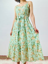 Load image into Gallery viewer, Pastel green floral summer dress
