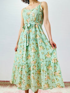 Pastel green floral summer dress