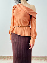 Load image into Gallery viewer, Rust color satin one shoulder top
