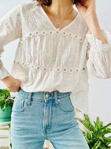 White cotton embroidered blouse