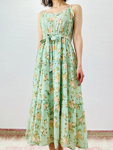 Pastel green floral summer dress