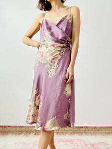 Vintage pastel purple silk floral dress