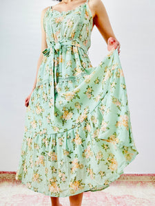 Pastel green floral summer dress