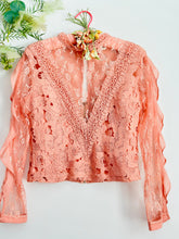 Load image into Gallery viewer, Vintage pastel pink lace blouse
