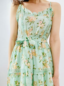 Pastel green floral summer dress